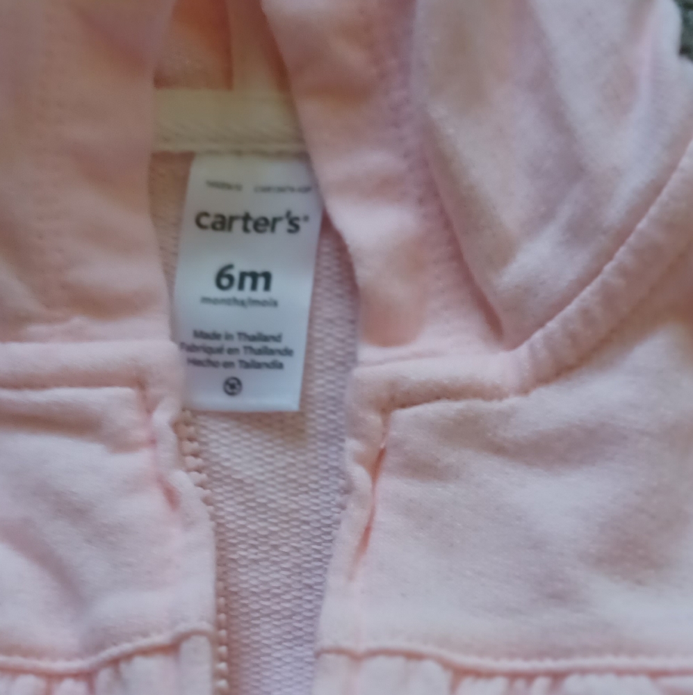Carter's 2 Piece Outfit Pink Bunny Zip-Up Hoodie & Floral Pants 6M - Picture 4 of 5